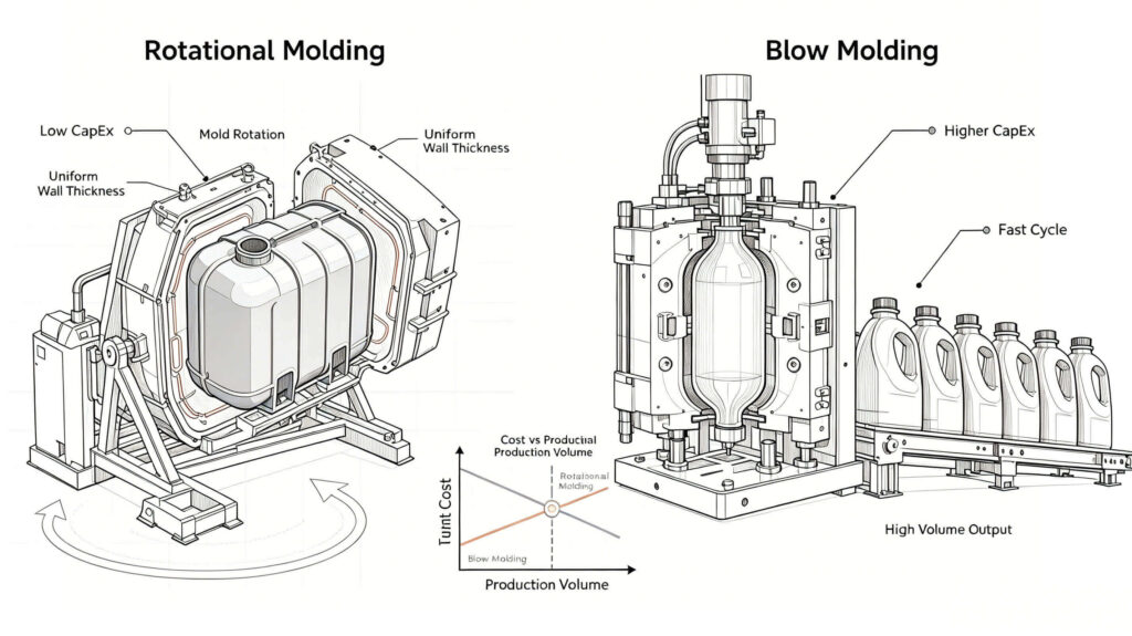 Blow Molding vs Rotational Molding